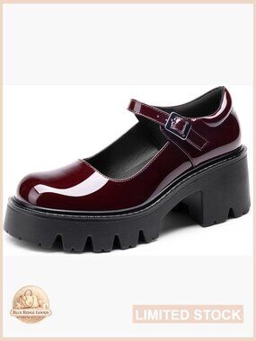 Women's Chunky Platform Mary Jane Pumps Low Heel Ankle Strap Round Toe Dress